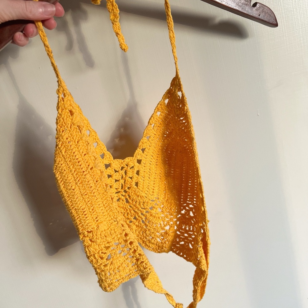 Yellow Crochet Halter Top